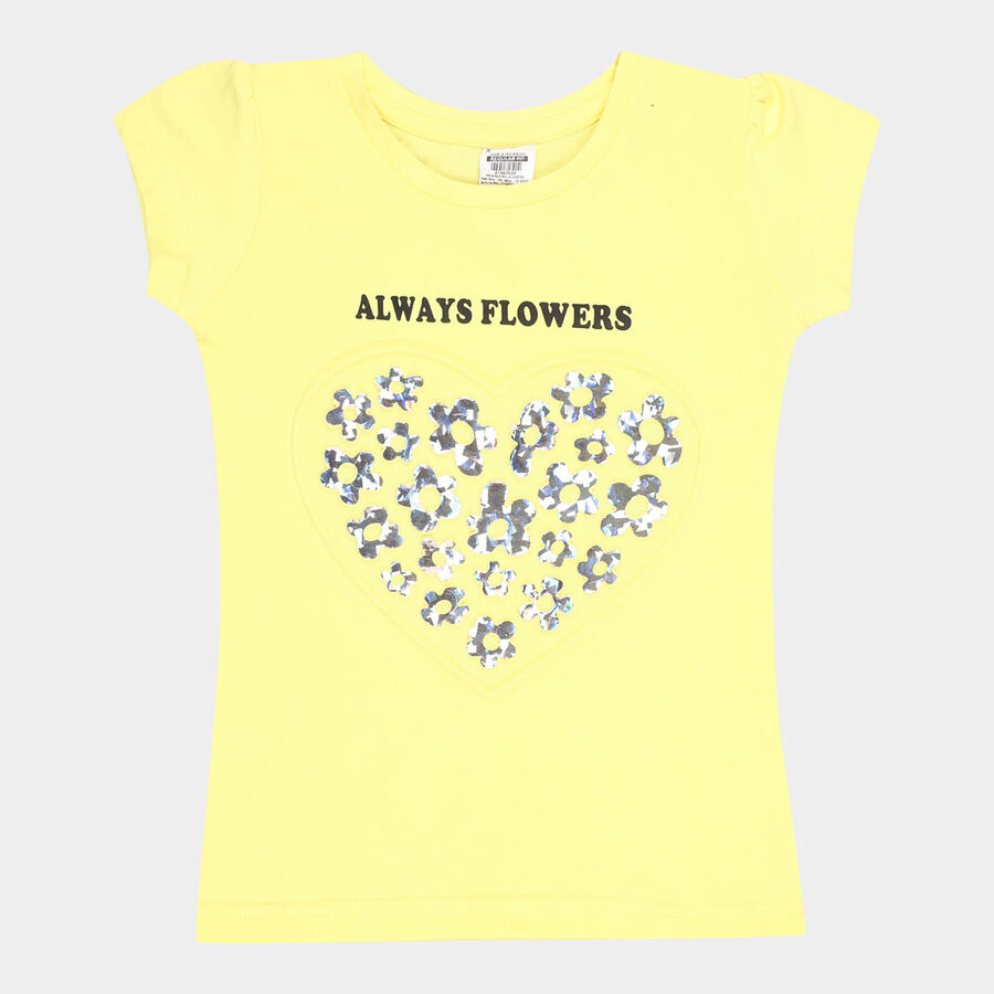Girls Cotton T-Shirt, Yellow, large image number null