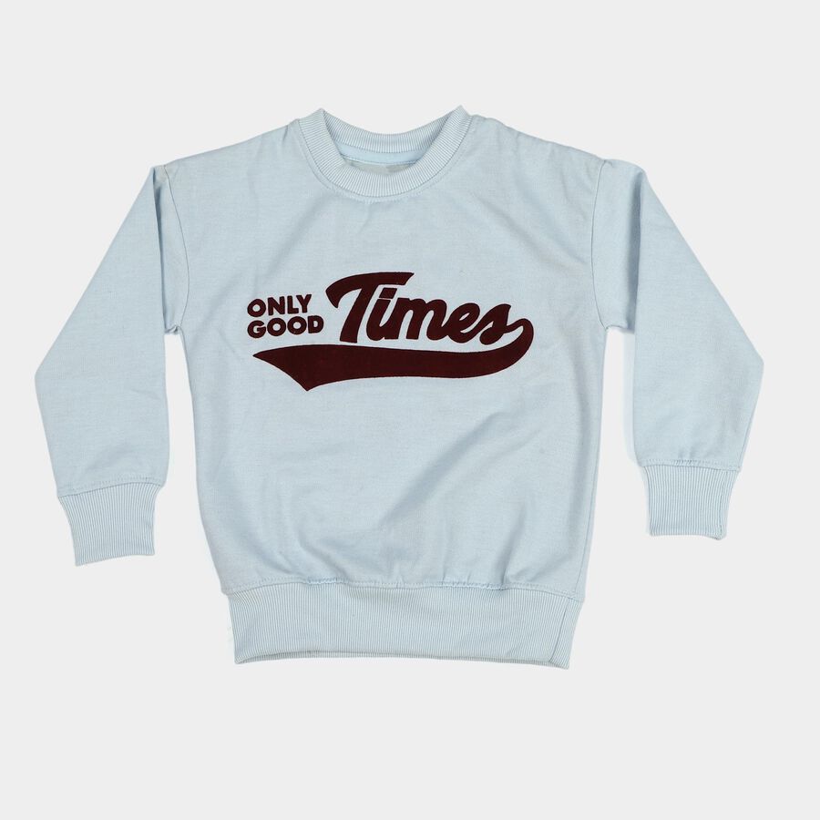 Boys' Light Blue Crew Neck Pullover Sweatshirt, हल्का नीला, large