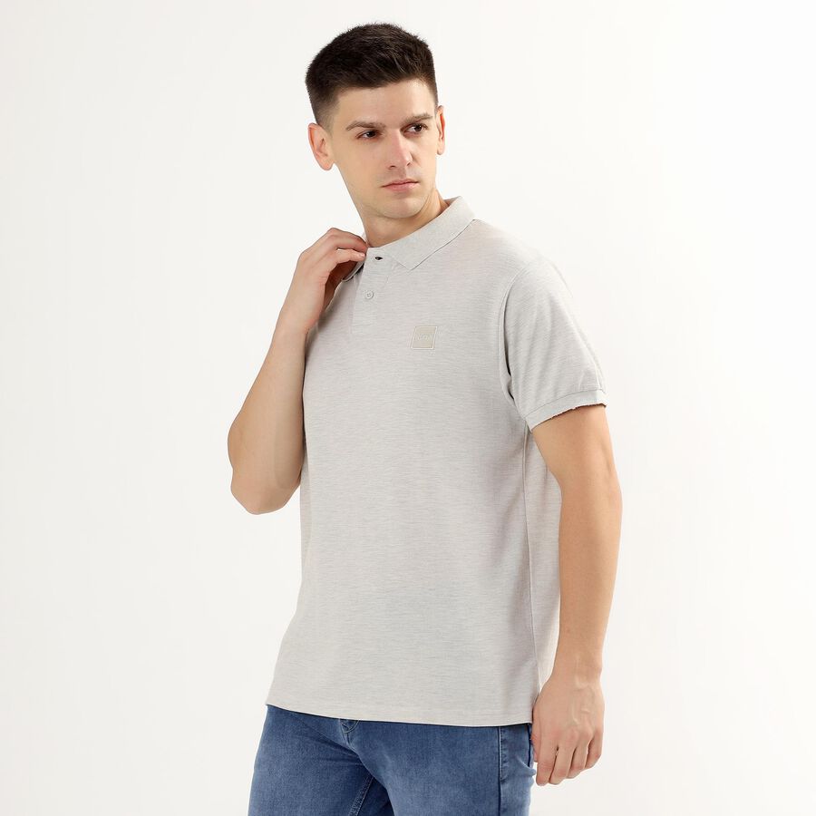 Men's Collared Half Sleeves T-Shirt, Melange Light Grey, large image number null