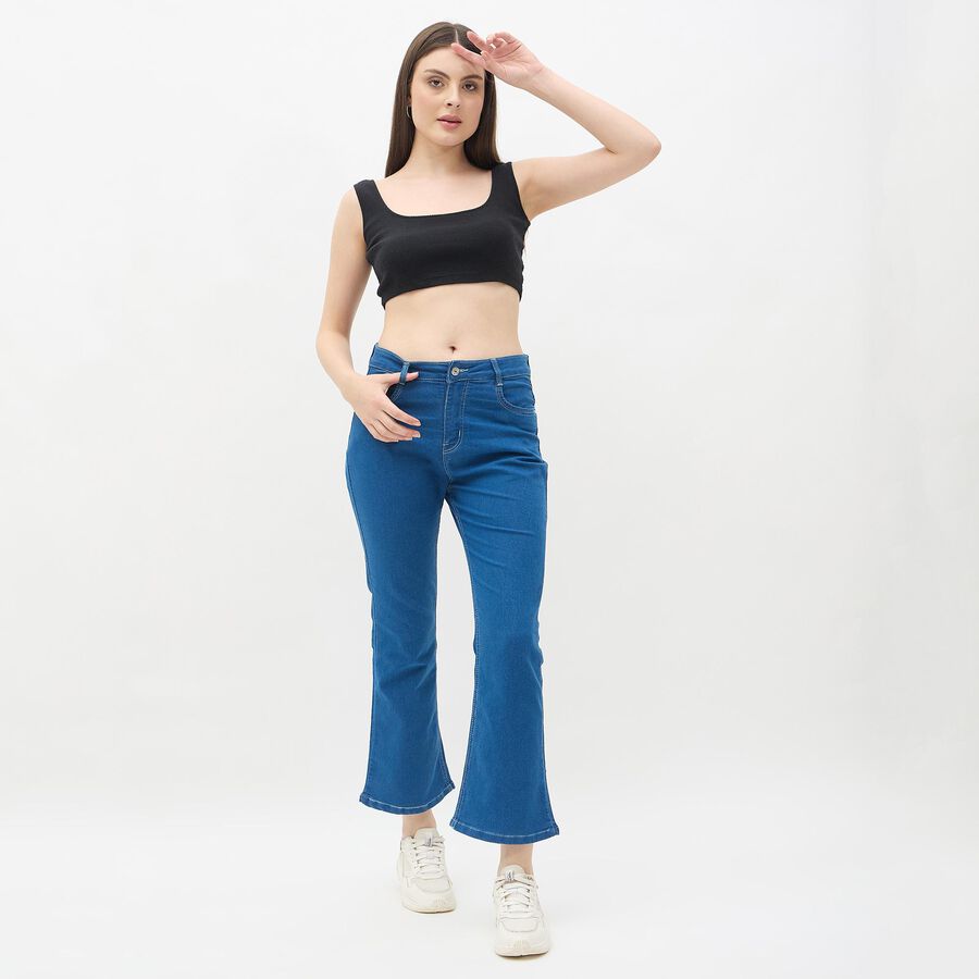 Ladies' Jeans, मध्यम नीला, large