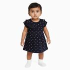 Infants' Deep Navy Blue Polka Dot Ruffle Frock, नेवी ब्लू, small image number null