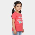Girls Pink Round Neck Casual T-Shirt, Pink, small