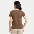 Women's Brown Cotton Round Neck Regular T-Shirt, Brown, small