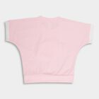 Girls' Light Pink Round Neck Casual T-Shirt, गुलाबी, small