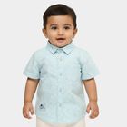 Infants Light Blue Cotton Half Sleeve Classic Casual Shirt, Light Blue, small
