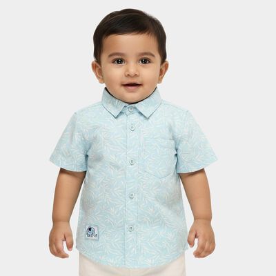 Infants Light Blue Cotton Half Sleeve Classic Casual Shirt
