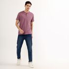 Men's Henley Half Sleeves T-Shirt , गुलाबी, small image number null