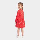 Girls' Red Bow Printed Fit and Flare Frock, Red, small