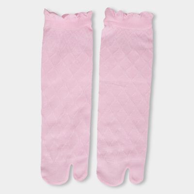 Women's Light Pink Regular Fit Textured Split-Toe Socks