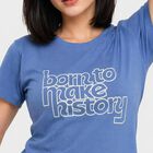 Women Blue Round Neck Regular T-Shirt, नीला, small