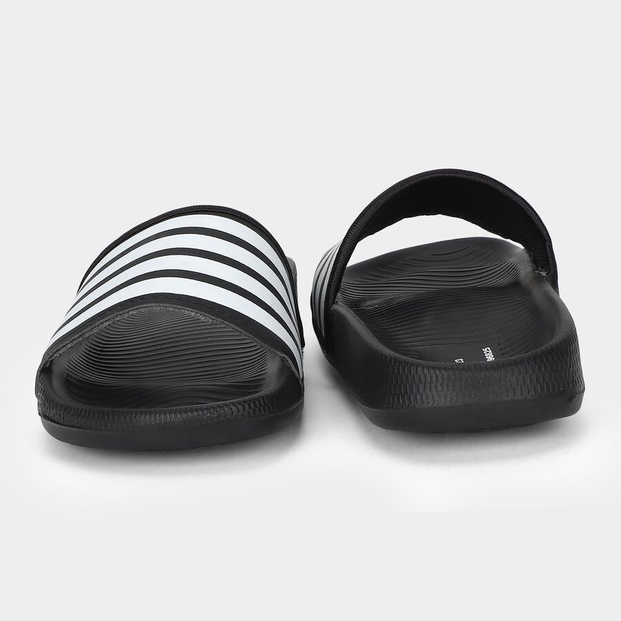 Men's Black Striped Slip-On Sliders, Black, large