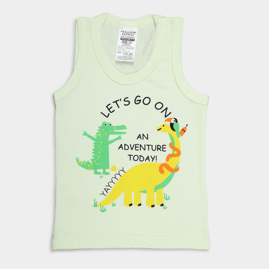 Infants Cotton Solid Vest, Light Green, large image number null