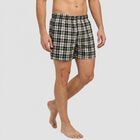 Men's Black Relaxed Fit Checked Boxers, काला, small