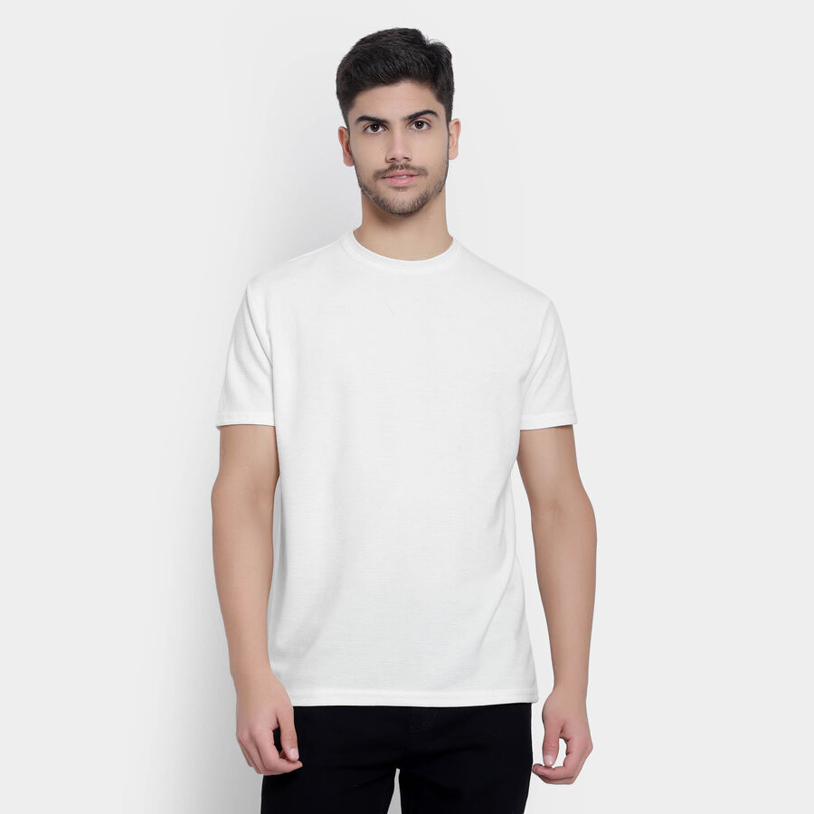 Solid Round Neck T-Shirt, White, large image number null
