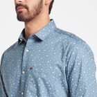 Cotton Printed Casual Shirt, Mid Blue, small image number null