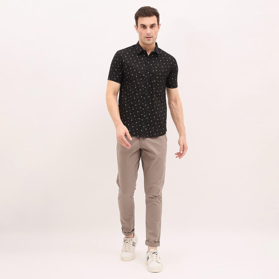 Men's 100% Cotton Regular Collar Casual Shirt, Black, large image number null