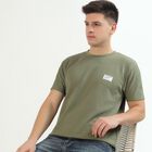 Men's Light Olive Green Crew Neck Athleisure T-Shirt, हल्का हरा, small