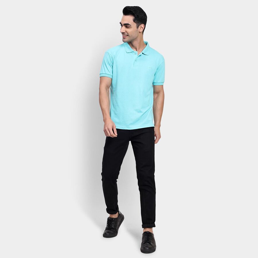 Men's Collared Half Sleeves T-Shirt, Aqua, large image number null