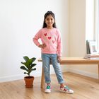 Girls Pink Crew Neck Graphic Print Sweatshirt, Pink, small