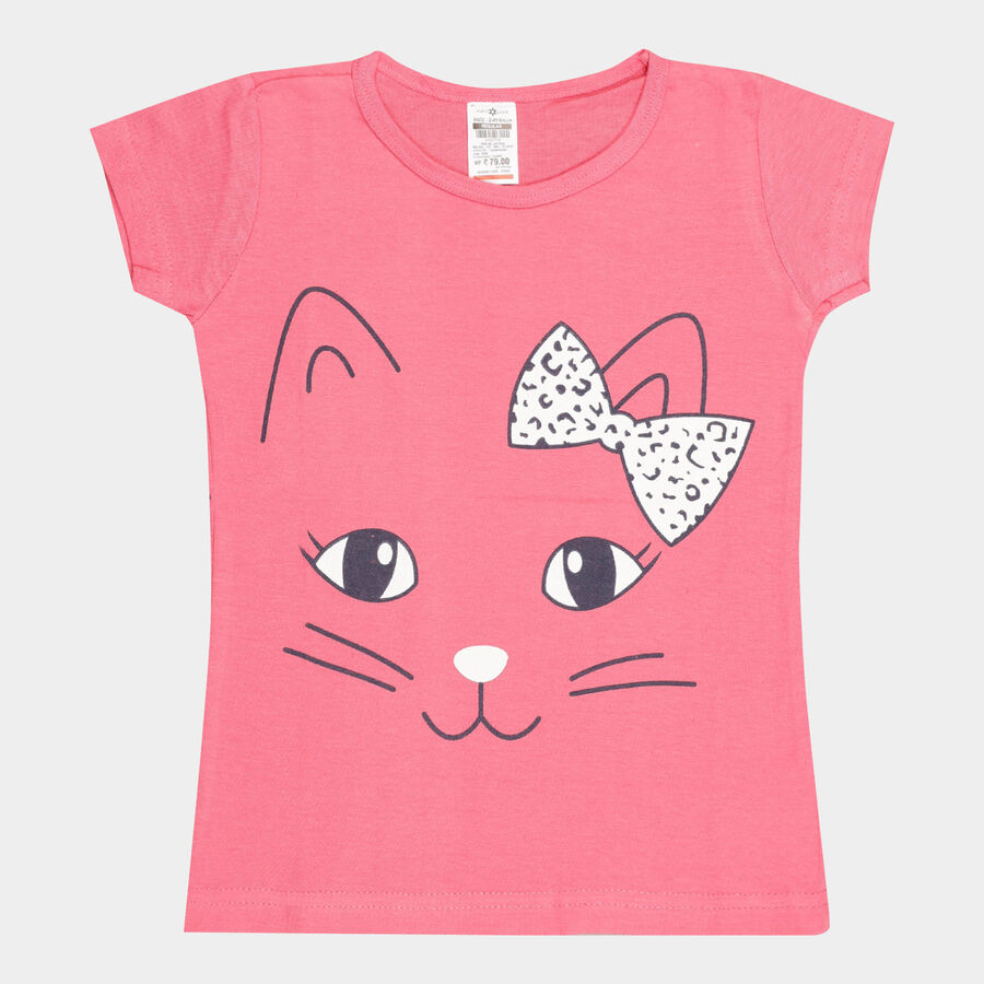 Girls Cotton T-Shirt, Pink, large image number null