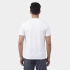Men's White Round Neck Athleisure T-Shirt, सफ़ेद, small