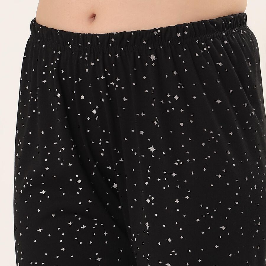 Women's Black Regular Fit Solid Pyjama, काला, large