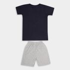 Boys' 100% Cotton Knit Baba Suit, नेवी ब्लू, small