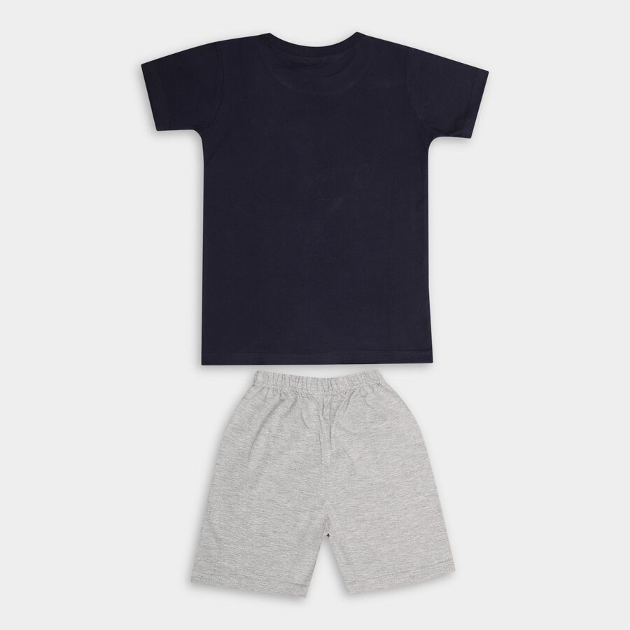 Boys' 100% Cotton Knit Baba Suit, नेवी ब्लू, large