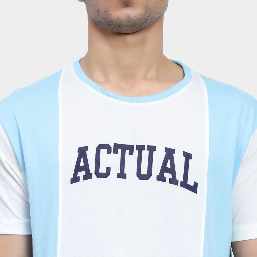 Cut & Sew Round Neck T-Shirt, White, large image number null