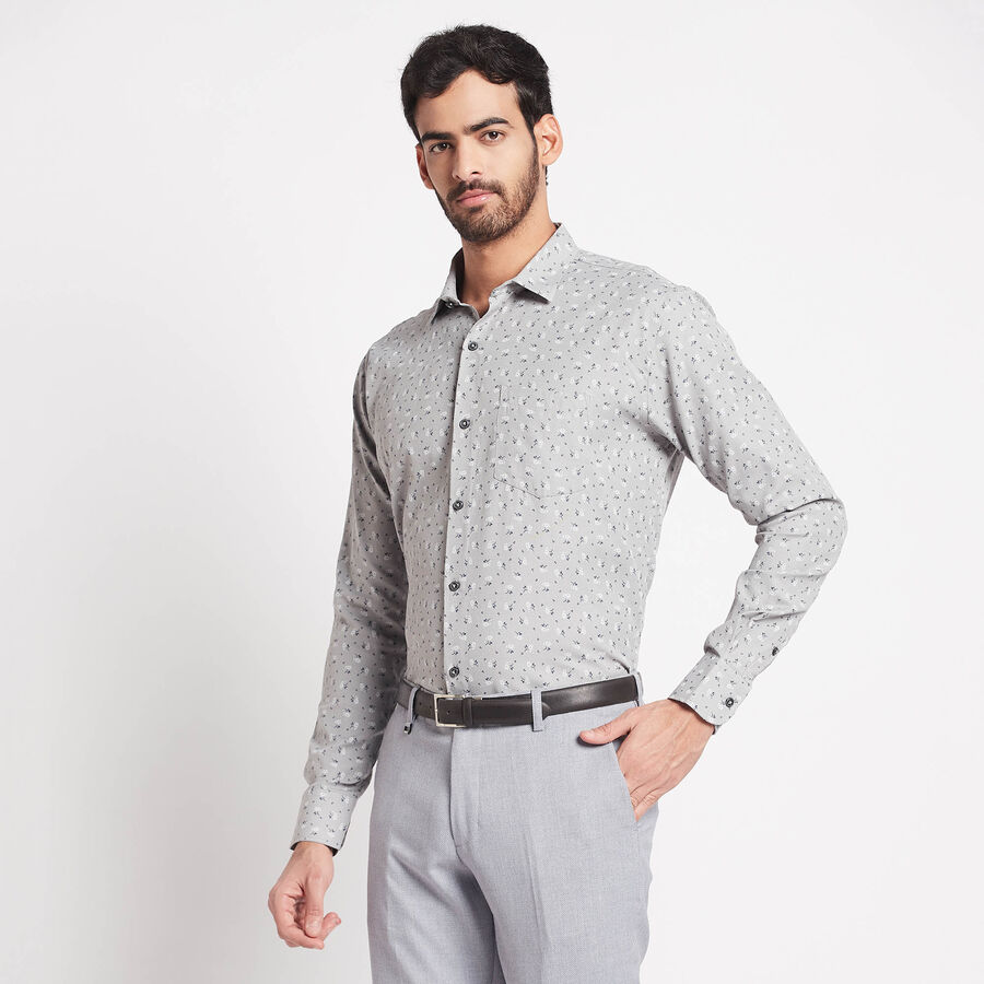 Printed Formal Shirt, Light Grey, large image number null