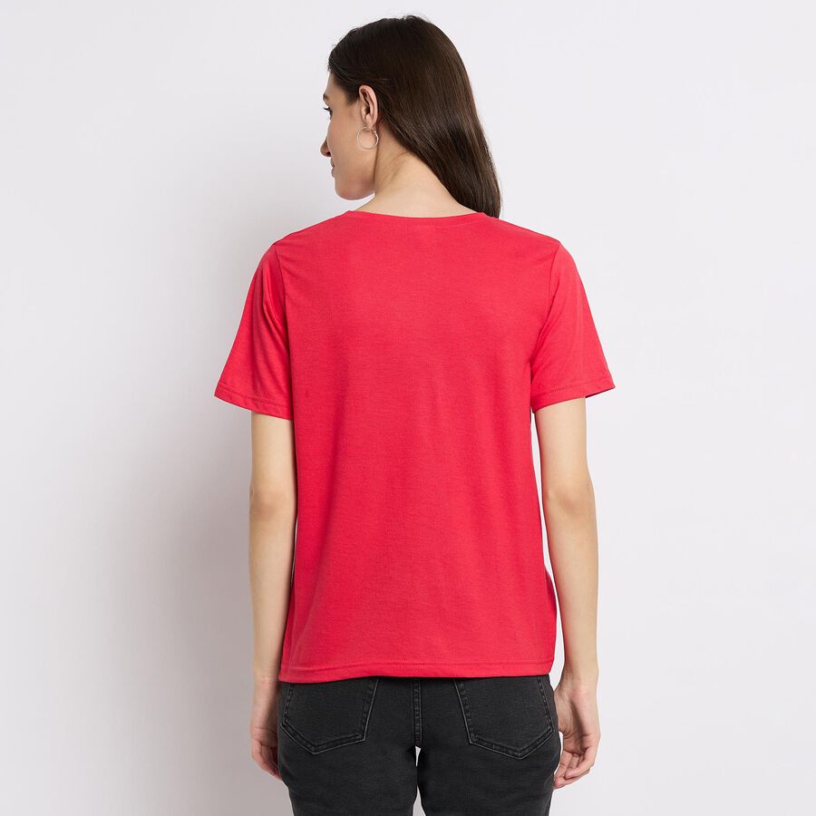 Ladies' Round Neck T-Shirt , मूँगा (कोरल), large image number null