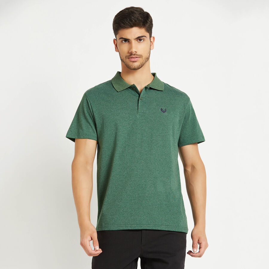 Solid Polo Shirt, Dark Green, large image number null