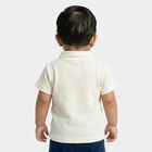 Infants Off-White Cotton Polo Neck Casual T-Shirt, Off White, small