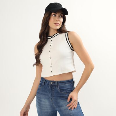 Women's White V-Neck Casual Top