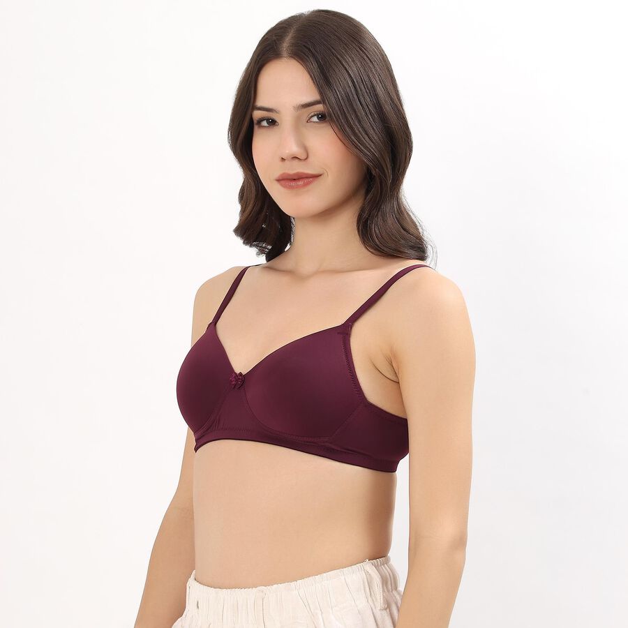 Women's Deep Burgundy Padded Wired T-Shirt Bra, वाइन, large
