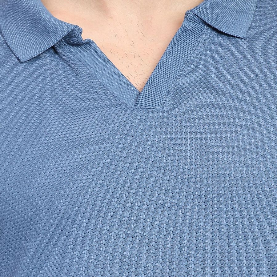 Men's Collared Half Sleeves T-Shirt , मध्यम नीला, large image number null