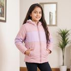 Girls' Pink Hooded Puffer Jacket, Light Pink, small
