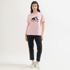 Women's Light Pink Round Neck Graphic Print T-Shirt, Pink, small image number null