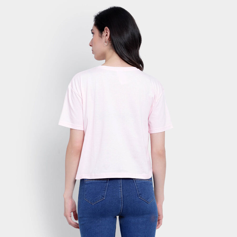 Cotton Round Neck T-Shirt, Light Pink, large image number null