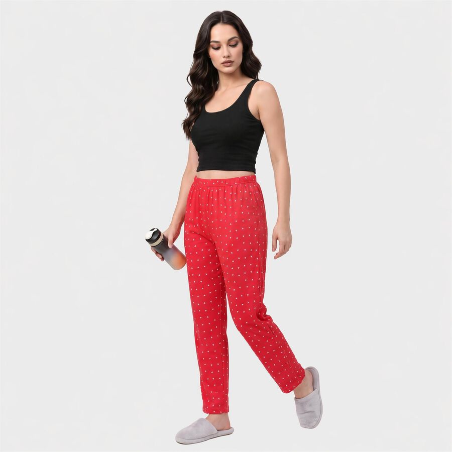Women's Fuchsia Straight Fit Heart Printed Pyjama, रानी (फ्यूशिया), large