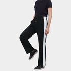 Women's Black Slim Fit Side-Striped Track Pants, काला, small