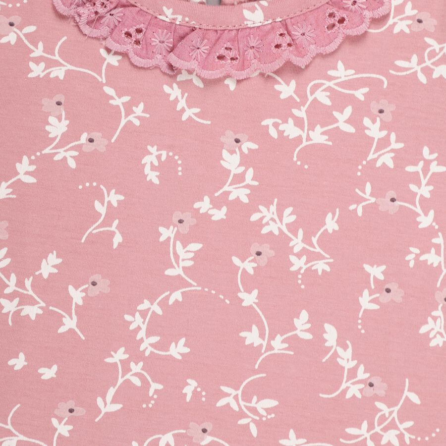 Infants' Soft Pink Round Neck Casual T-Shirt, बैंगनी, large image number null