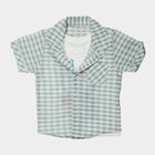 Infants Green Cotton Camp Collar Shirt, हल्का हरा, small