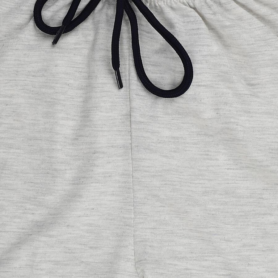 Boys' Ecru Melange Regular Fit Cotton Blend Bermuda Shorts, एक्रू मिश्रित, large