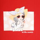 Girls' 100% Cotton T-Shirt, लाल, small
