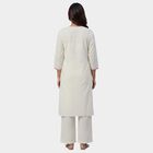 Women's White Mandarin Collar Textured Self Design Kurta, ऑफ व्हाइट, small