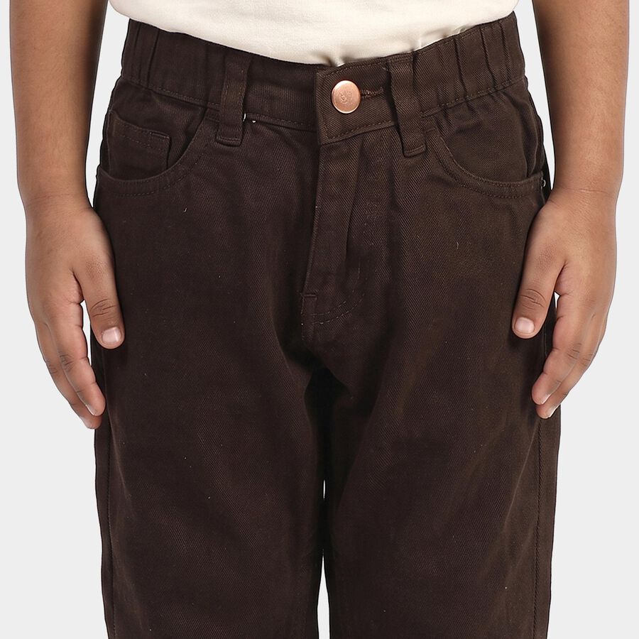 Boys Brown Straight Fit Jeans, Brown, large
