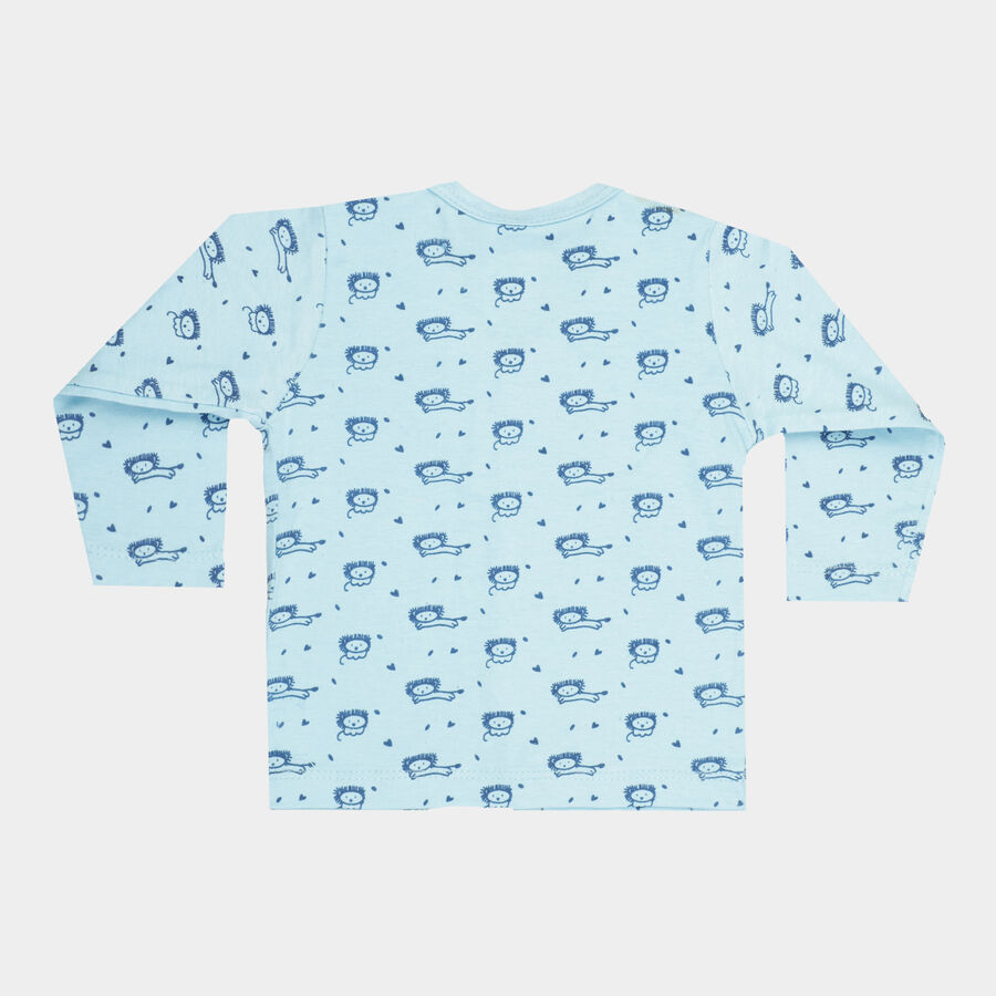 Infants Cotton Printed T-Shirt, Light Blue, large image number null