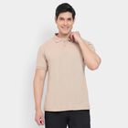 Men's Collared Half Sleeves T-Shirt, Beige, small image number null