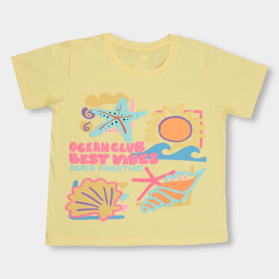 Girls' 100% Cotton T-Shirt , Yellow, large image number null